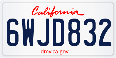 CA license plate 6WJD832