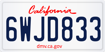 CA license plate 6WJD833