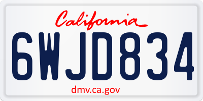 CA license plate 6WJD834