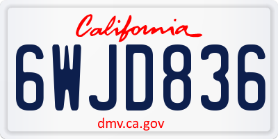 CA license plate 6WJD836