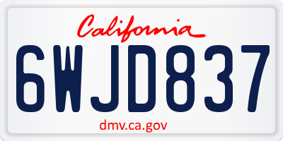 CA license plate 6WJD837