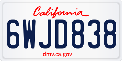 CA license plate 6WJD838