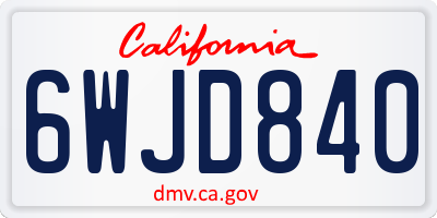 CA license plate 6WJD840
