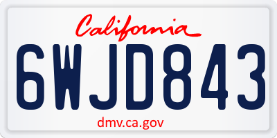CA license plate 6WJD843