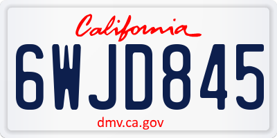 CA license plate 6WJD845