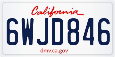 CA license plate 6WJD846