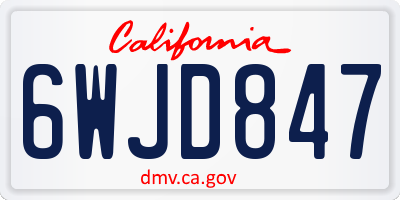 CA license plate 6WJD847