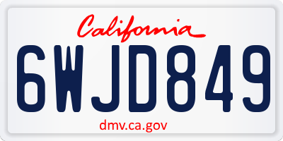 CA license plate 6WJD849