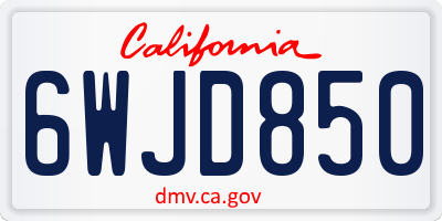 CA license plate 6WJD850