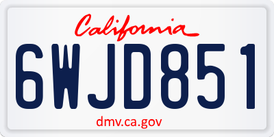 CA license plate 6WJD851