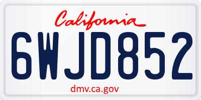 CA license plate 6WJD852