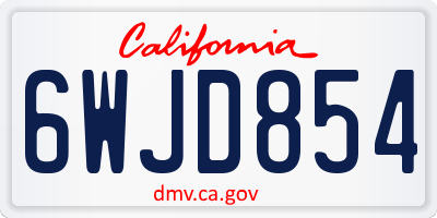 CA license plate 6WJD854