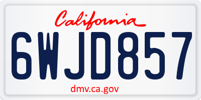 CA license plate 6WJD857