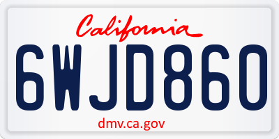CA license plate 6WJD860