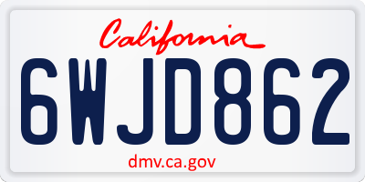 CA license plate 6WJD862