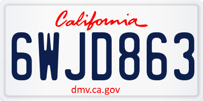 CA license plate 6WJD863