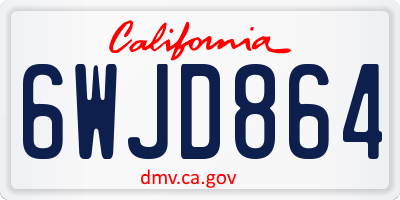 CA license plate 6WJD864
