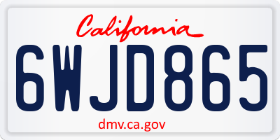 CA license plate 6WJD865