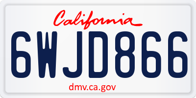 CA license plate 6WJD866
