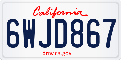 CA license plate 6WJD867