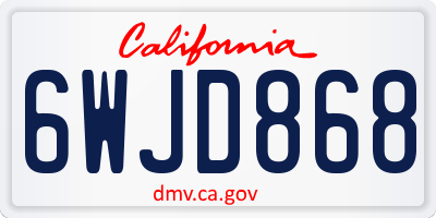 CA license plate 6WJD868