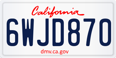 CA license plate 6WJD870