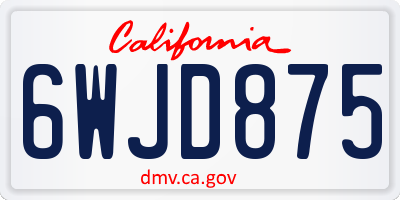 CA license plate 6WJD875