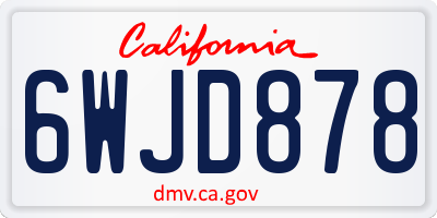 CA license plate 6WJD878