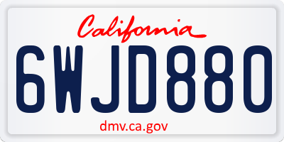 CA license plate 6WJD880