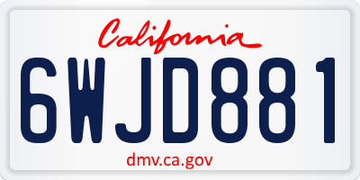 CA license plate 6WJD881