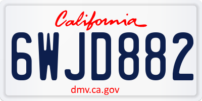 CA license plate 6WJD882