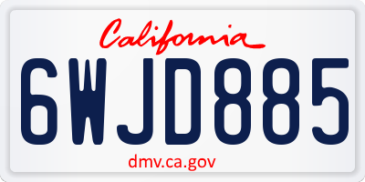 CA license plate 6WJD885