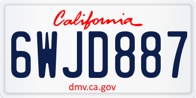 CA license plate 6WJD887