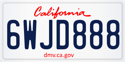 CA license plate 6WJD888