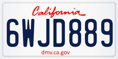 CA license plate 6WJD889