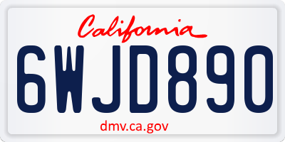 CA license plate 6WJD890