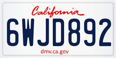 CA license plate 6WJD892