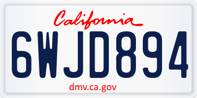 CA license plate 6WJD894