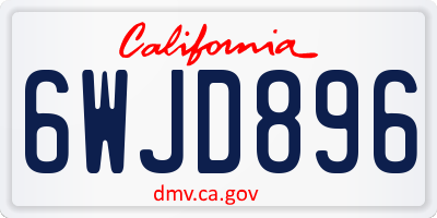 CA license plate 6WJD896