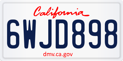 CA license plate 6WJD898