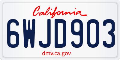 CA license plate 6WJD903