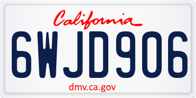 CA license plate 6WJD906