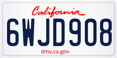 CA license plate 6WJD908