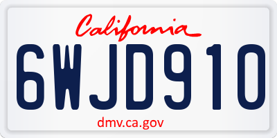 CA license plate 6WJD910
