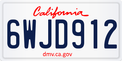 CA license plate 6WJD912