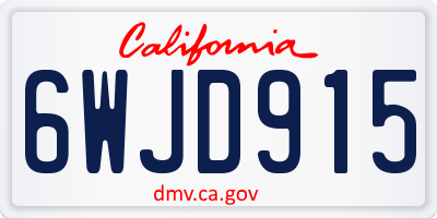 CA license plate 6WJD915