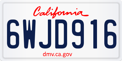 CA license plate 6WJD916