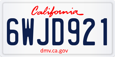 CA license plate 6WJD921