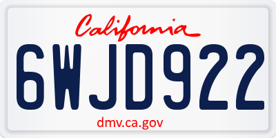 CA license plate 6WJD922