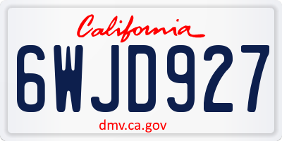 CA license plate 6WJD927